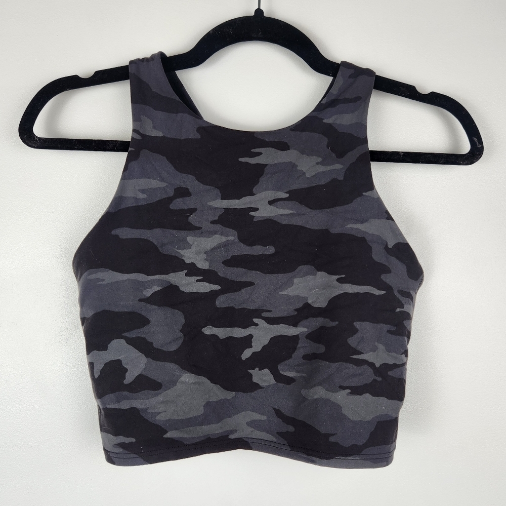 Athleta Cropped Tank Top Sports Bra Camo Size Small